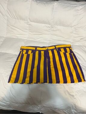 Striped Yellow & Purple Mini Skirt